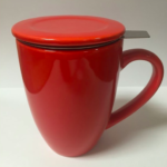 TAZA DE PORCELANA ROJA CON FILTRO Y TAPA